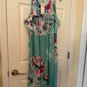 NWT, Ours Brand, Floral Midi Dress in Teal